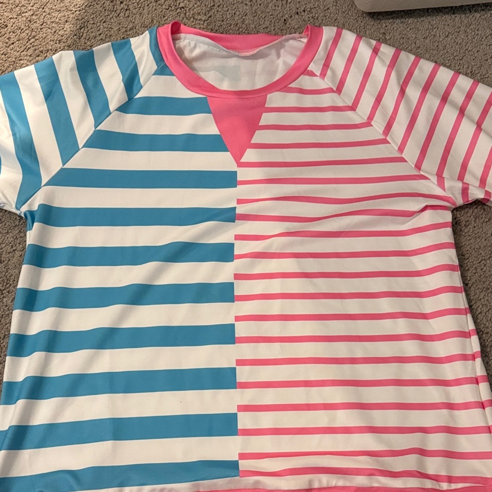 Women’s Striped Shirt - Blue and Pink